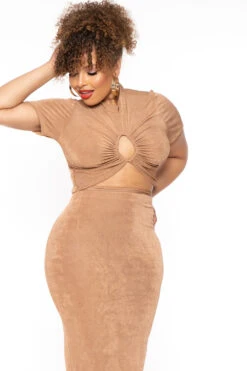 Plus Size Leanne Slinky Matching Set - Camel -Kitchensuppliesdeal 2022 10 12 7240