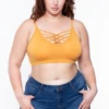 Plus Size Caged Bralette - Ash Mustard -Kitchensuppliesdeal curvy sense bralettes and bodysuits plus size caged bralette ash mustard 29882732773473