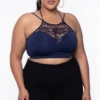 Plus Size Lace Trim Bralette - Navy -Kitchensuppliesdeal curvy sense bralettes and bodysuits plus size lace trim bralette navy 29442431680609