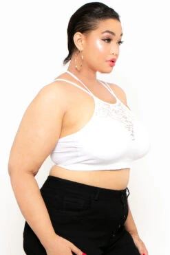 Plus Size Lace Trim Bralette - White 4 Plus Size Lace Trim Bralette - White -Kitchensuppliesdeal curvy sense bralettes and bodysuits plus size lace trim bralette white 29445246124129