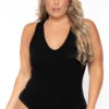 Ambiance Plus Size V-Neck Bodysuit - Black 2 Ambiance Plus Size V-Neck Bodysuit - Black -Kitchensuppliesdeal curvy sense bralettes and bodysuits plus size v neck bodysuit black 30021063540833