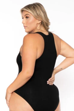 Ambiance Plus Size V-Neck Bodysuit - Black -Kitchensuppliesdeal curvy sense bralettes and bodysuits plus size v neck bodysuit black 30026038476897