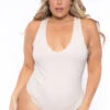 Ambiance Plus Size V-Neck Bodysuit - Nude -Kitchensuppliesdeal curvy sense bralettes and bodysuits plus size v neck bodysuit nude 29448668217441