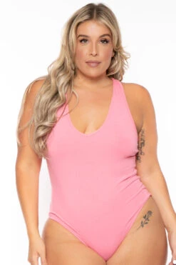 Ambiance Plus Size V-Neck Bodysuit - Pink 4 Ambiance Plus Size V-Neck Bodysuit - Pink -Kitchensuppliesdeal curvy sense bralettes and bodysuits plus size v neck bodysuit pink 30026048536673
