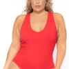 Ambiance Plus Size V-Neck Bodysuit - Red 1 Ambiance Plus Size V-Neck Bodysuit - Red -Kitchensuppliesdeal curvy sense bralettes and bodysuits plus size v neck bodysuit red 30021073207393