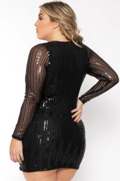 Plus Size Adalena Sequins Dress- Black -Kitchensuppliesdeal curvy sense dresses plus size adalena sequins dress black 30662252331105