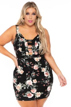 Plus Size Adalyn Floral Caged Dress - Black 4 Plus Size Adalyn Floral Caged Dress - Black -Kitchensuppliesdeal curvy sense dresses plus size adalyn floral caged dress black 30239365103713
