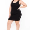 Plus Size Adeline Grommet Dress - Black 2 Plus Size Adeline Grommet Dress - Black -Kitchensuppliesdeal curvy sense dresses plus size adeline grommet dress black 30021332140129