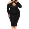 Plus Size Aida Cross Bodycon Dress - Black -Kitchensuppliesdeal curvy sense dresses plus size aida cross bodycon dress black 30074129481825