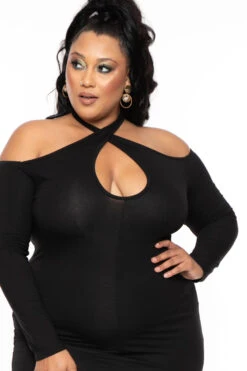 Plus Size Aida Cross Bodycon Dress - Black 4 Plus Size Aida Cross Bodycon Dress - Black -Kitchensuppliesdeal curvy sense dresses plus size aida cross bodycon dress black 30074129547361