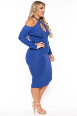 Plus Size Aida Cross Bodycon Dress - Royal Blue -Kitchensuppliesdeal curvy sense dresses plus size aida cross bodycon dress royal blue 30074181058657