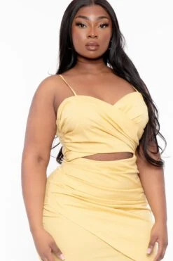 Plus Size Amanda Front Wrap Dress - Mustard -Kitchensuppliesdeal curvy sense dresses plus size amanda front wrap dress mustard 31640966332513