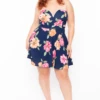 Plus Size Amaryllis Floral Flare Dress - Navy 1 Plus Size Amaryllis Floral Flare Dress - Navy -Kitchensuppliesdeal curvy sense dresses plus size amaryllis floral flare dress navy 29883554201697