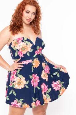 Plus Size Amaryllis Floral Flare Dress - Navy 5 Plus Size Amaryllis Floral Flare Dress - Navy -Kitchensuppliesdeal curvy sense dresses plus size amaryllis floral flare dress navy 29883554955361
