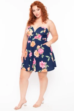 Plus Size Amaryllis Floral Flare Dress - Navy 4 Plus Size Amaryllis Floral Flare Dress - Navy -Kitchensuppliesdeal curvy sense dresses plus size amaryllis floral flare dress navy 29883555283041