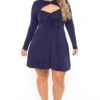 Plus Size Amry Flare Cutout Dress - Navy -Kitchensuppliesdeal curvy sense dresses plus size amry flare cutout dress navy 30453321007201