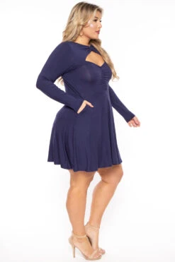 Plus Size Amry Flare Cutout Dress - Navy -Kitchensuppliesdeal curvy sense dresses plus size amry flare cutout dress navy 30453321302113