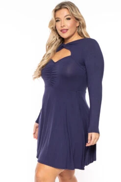 Plus Size Amry Flare Cutout Dress - Navy -Kitchensuppliesdeal curvy sense dresses plus size amry flare cutout dress navy 30453321498721