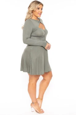 Plus Size Amry Flare Cutout Dress - Olive 5 Plus Size Amry Flare Cutout Dress - Olive -Kitchensuppliesdeal curvy sense dresses plus size amry flare cutout dress olive 30103291592801