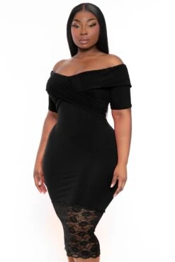 Plus Size Anadora Off The Shoulder Dress- Black -Kitchensuppliesdeal curvy sense dresses plus size anadora off the shoulder dress black 32126737154145