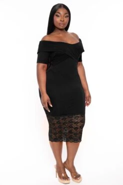 Plus Size Anadora Off The Shoulder Dress- Black -Kitchensuppliesdeal curvy sense dresses plus size anadora off the shoulder dress black 32126737186913