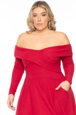 Plus Size Annabell Sweater Flare Dress - Red 6 Plus Size Annabell Sweater Flare Dress - Red -Kitchensuppliesdeal curvy sense dresses plus size annabell sweater flare dress red 30714805551201