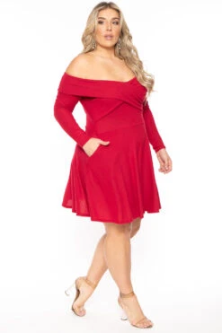Plus Size Annabell Sweater Flare Dress - Red 4 Plus Size Annabell Sweater Flare Dress - Red -Kitchensuppliesdeal curvy sense dresses plus size annabell sweater flare dress red 30714806370401