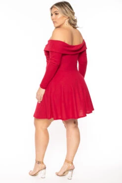 Plus Size Annabell Sweater Flare Dress - Red 5 Plus Size Annabell Sweater Flare Dress - Red -Kitchensuppliesdeal curvy sense dresses plus size annabell sweater flare dress red 30714806403169