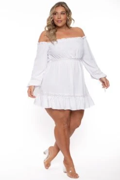 Plus Size Arabella Off The Shoulder Dress - White -Kitchensuppliesdeal curvy sense dresses plus size arabella off the shoulder dress white 31604153483361