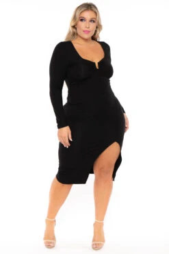 Plus Size Araseli Midi Dress - Black -Kitchensuppliesdeal curvy sense dresses plus size araseli midi dress black 30226900779105