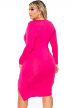 Plus Size Araseli Midi Dress - Fuchsia -Kitchensuppliesdeal curvy sense dresses plus size araseli midi dress fuchsia 30226971820129