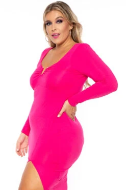 Plus Size Araseli Midi Dress - Fuchsia -Kitchensuppliesdeal curvy sense dresses plus size araseli midi dress fuchsia 30226972147809