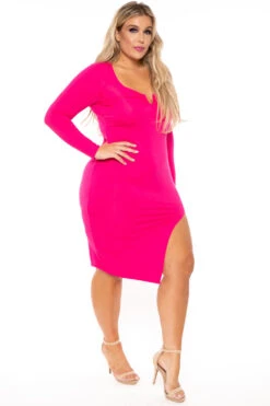 Plus Size Araseli Midi Dress - Fuchsia -Kitchensuppliesdeal curvy sense dresses plus size araseli midi dress fuchsia 30226972606561