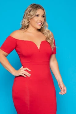 Plus Size Ari Bodycon Dress - Red -Kitchensuppliesdeal curvy sense dresses plus size ari bodycon dress red 29586635096161