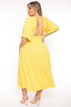 Plus Size Ariella Tiered Maxi Dress - Yellow -Kitchensuppliesdeal curvy sense dresses plus size ariella tiered maxi dress yellow 31754763305057