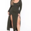 Plus Size Astrid Maxi Dress - Olive -Kitchensuppliesdeal curvy sense dresses plus size astrid maxi dress olive 29885429284961