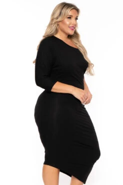 Plus Size Asymmetric Knit Dress - Black 4 Plus Size Asymmetric Knit Dress - Black -Kitchensuppliesdeal curvy sense dresses plus size asymmetric knit dress black 30025548824673