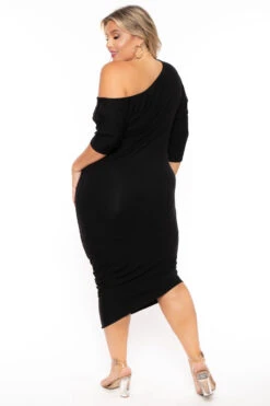 Plus Size Asymmetric Knit Dress - Black 6 Plus Size Asymmetric Knit Dress - Black -Kitchensuppliesdeal curvy sense dresses plus size asymmetric knit dress black 30025549250657