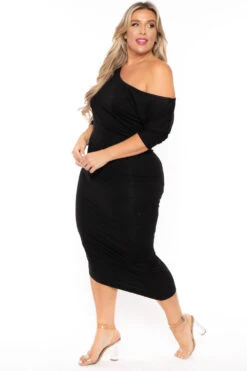 Plus Size Asymmetric Knit Dress - Black 9 Plus Size Asymmetric Knit Dress - Black -Kitchensuppliesdeal curvy sense dresses plus size asymmetric knit dress black 30025549414497