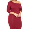 Plus Size Asymmetric Knit Dress - Burgundy 2 Plus Size Asymmetric Knit Dress - Burgundy -Kitchensuppliesdeal curvy sense dresses plus size asymmetric knit dress burgundy 30453949694049
