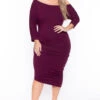 Plus Size Asymmetric Knit Dress - Burgundy Archived -Kitchensuppliesdeal curvy sense dresses plus size asymmetric knit dress burgundy archived 29885483679841
