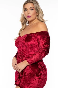 Plus Size Ava Velour Draped Dress- Burgundy -Kitchensuppliesdeal curvy sense dresses plus size ava velour draped dress burgundy 31694800126049
