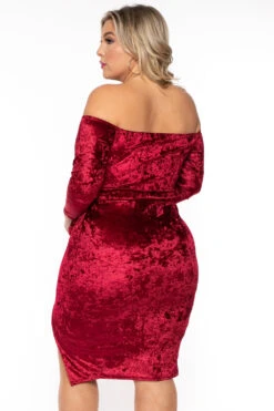 Plus Size Ava Velour Draped Dress- Burgundy -Kitchensuppliesdeal curvy sense dresses plus size ava velour draped dress burgundy 31694800158817