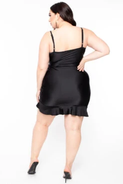 Plus Size Barbie Ruffled Dress - Black -Kitchensuppliesdeal curvy sense dresses plus size barbie ruffled dress black 29885773938785
