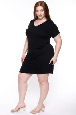 Plus Size Basic T-Shirt Dress - Black -Kitchensuppliesdeal curvy sense dresses plus size basic t shirt dress black 29448131903585