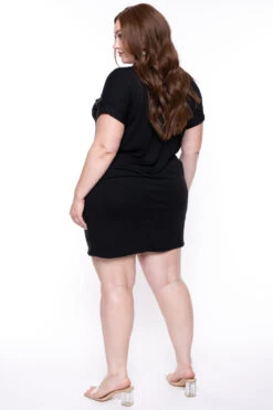 Plus Size Basic T-Shirt Dress - Black -Kitchensuppliesdeal curvy sense dresses plus size basic t shirt dress black 29448132460641