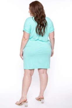 Plus Size Basic T-Shirt Dress - Mint 6 Plus Size Basic T-Shirt Dress - Mint -Kitchensuppliesdeal curvy sense dresses plus size basic t shirt dress mint 29448130625633