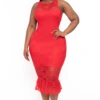 Plus Size Berenice Midi Lace Dress - Red 2 Plus Size Berenice Midi Lace Dress - Red -Kitchensuppliesdeal curvy sense dresses plus size berenice midi lace dress red 31965346234465