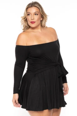 Plus Size Betsy Front Tie Flare Dress - Black 4 Plus Size Betsy Front Tie Flare Dress - Black -Kitchensuppliesdeal curvy sense dresses plus size betsy front tie flare dress black 30317018677345