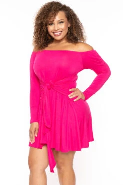 Plus Size Betsy Front Tie Flare Dress - Fuchsia 4 Plus Size Betsy Front Tie Flare Dress - Fuchsia -Kitchensuppliesdeal curvy sense dresses plus size betsy front tie flare dress fuchsia 30317049938017